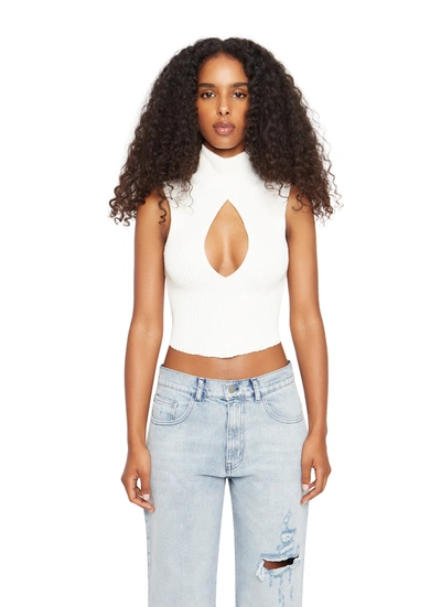 Danielle Guizio Ny Cut-out Rib Knit Turtleneck In White | ModeSens 