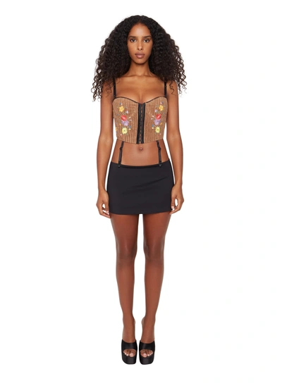Danielle Guizio Ny Flora Balconette Corset In Brown