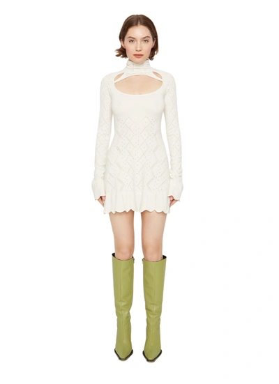 Danielle Guizio Ny Pointelle Knit Turtleneck Dress In White | ModeSens