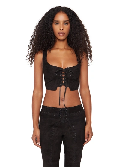 Danielle Guizio Ny Suede Tie Top In Black