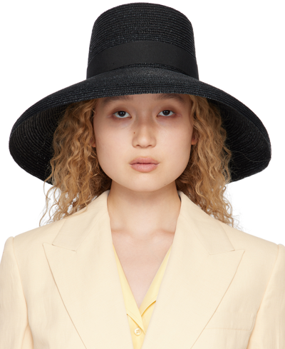 Max Mara Corona Raffia Hat In Black