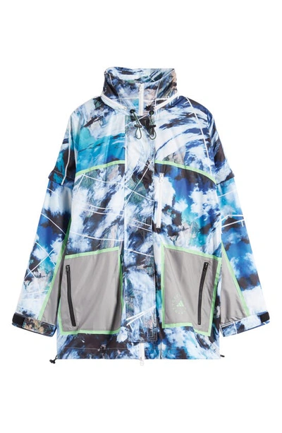 Adidas By Stella Mccartney Truenature Packable Abstract-print Jacket In Blue