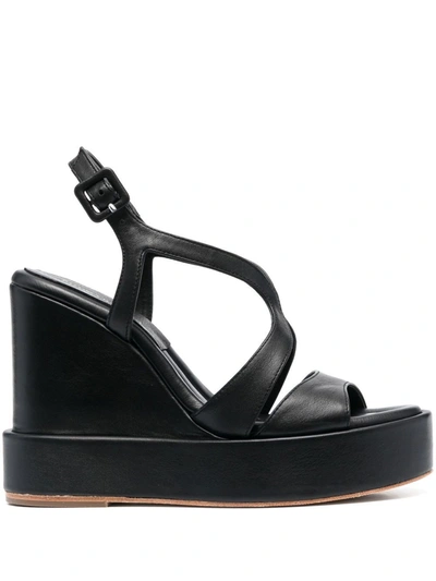 Paloma Barceló Eider 120mm Wedge Sandals In Negro
