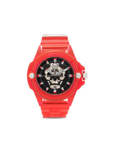 Philipp Plein Men's The $kull Red Transparent Silicone Strap Watch 45mm In Black