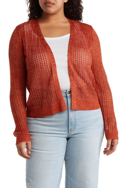 By Design Asprey Pointelle Cardigan In Rooibos Tea