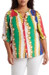 By Design Lorelai 3/4 Sleeve Blouse In Beach House New Wave