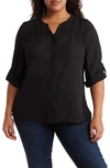 By Design Lorelai 3/4 Sleeve Blouse In Black