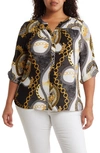 By Design Lorelai 3/4 Sleeve Blouse In Escape