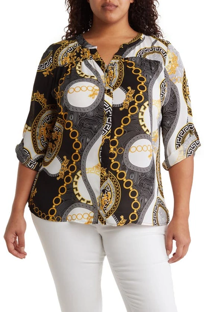 By Design Lorelai 3/4 Sleeve Blouse In Escape