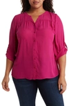 By Design Lorelai 3/4 Sleeve Blouse In Festival Fuschia