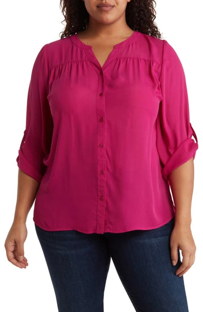 By Design Lorelai 3/4 Sleeve Blouse In Festival Fuschia