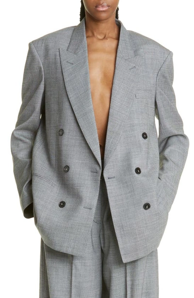 Stella Mccartney Oversize Double Breasted Stretch Wool Jacket In Grey