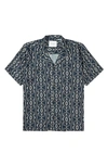Les Deux Ornament Short Sleeve Tencel® Button-up Shirt In Dark Navy/ Ivory