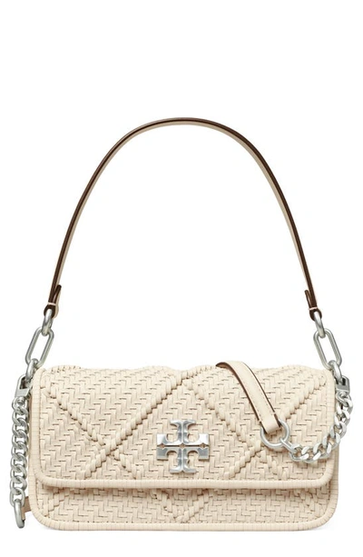 Tory Burch Small Kira Diamond Weave Convertible Leather Shoulder Bag In New Ivory