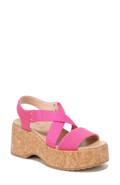 Dr. Scholl's Dottie Platform Strappy Sandal In Pink Fabric