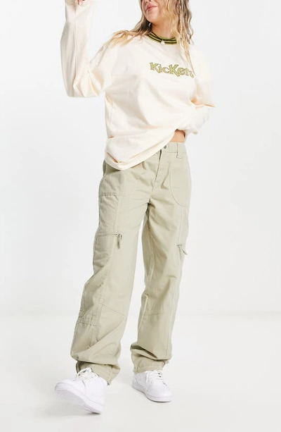 Asos Design Pull On Cargo Pants With Pocket Details In Khaki-green