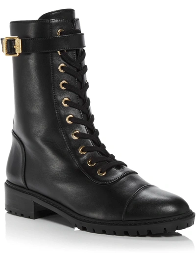 Stuart Weitzman Thalia Womens Leather Ankle Combat & Lace-up Boots In Black