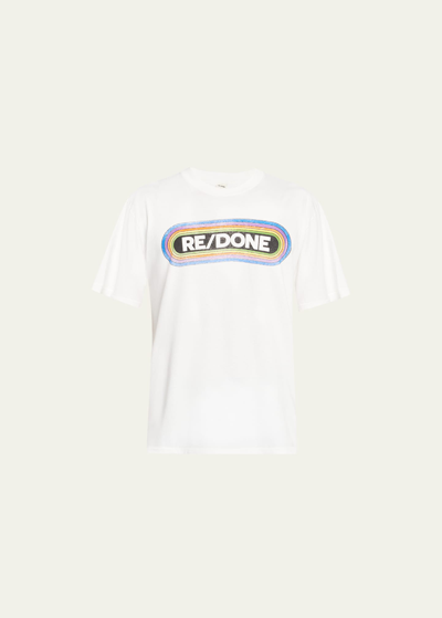 Re/done Logo-print Rainbow T-shirt In Oldwhite