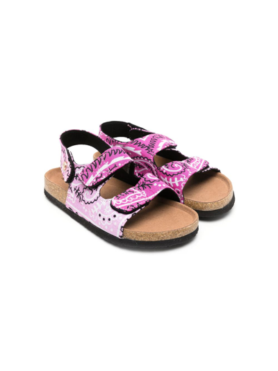 Arizona Love Kids' Buckle Bandana-print Sandals In Pink