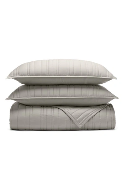 Boll & Branch Organic Signature Stripe Quilt Set In Pewter Stripe