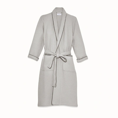 Boll & Branch Organic Men's Waffle Robe In Pewter/stone