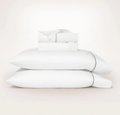Boll & Branch Organic Signature Embroidered Sheet Set In White/shore Embroidered