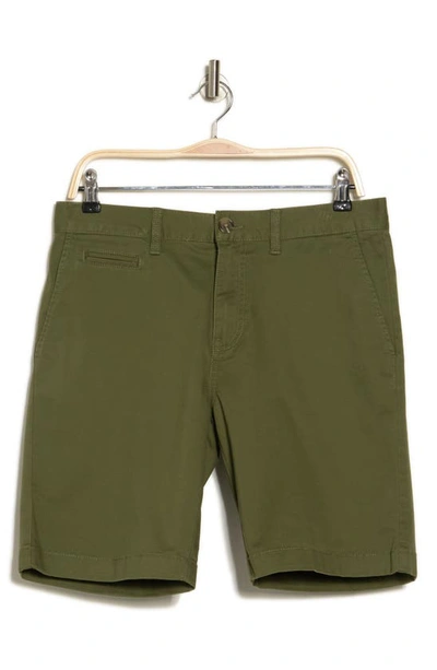 14th & Union Wallin Stretch Twill Chino Shorts In Green Cypress