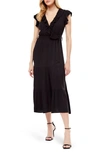 Love By Design Marylin Ruffle Crepe Maxi Dress In Black