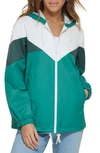 Levi's Colorblock Hooded Jacket In White/ Emerald