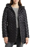 Via Spiga Zigzag Quilt Puffer Jacket In Black