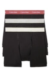 Calvin Klein 3-pack Stretch Cotton Boxer Briefs In Cco Black W/ Gr