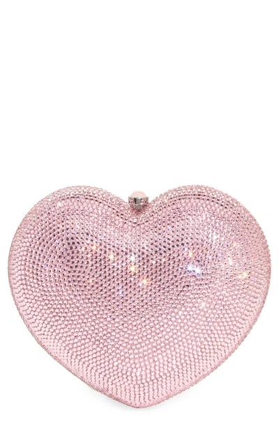 Judith Leiber Lamour Petite Coeur Heart Clutch In Light Rose