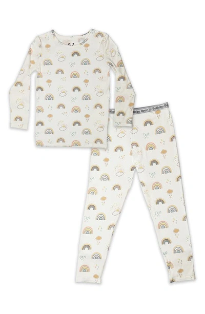 Bellabu Bear Kids' Baby Girl's, Little Girl's & Girl's Rainbows Print Pajama Set In White