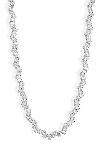 Nordstrom Cubic Zirconia Tennis Necklace In Clear- Silver