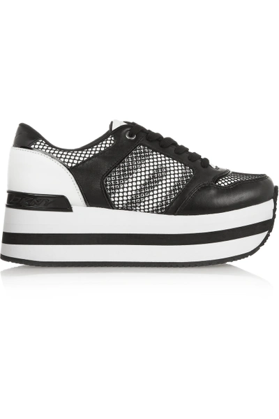 Dkny Jill Leather And Mesh Platform Sneakers | ModeSens