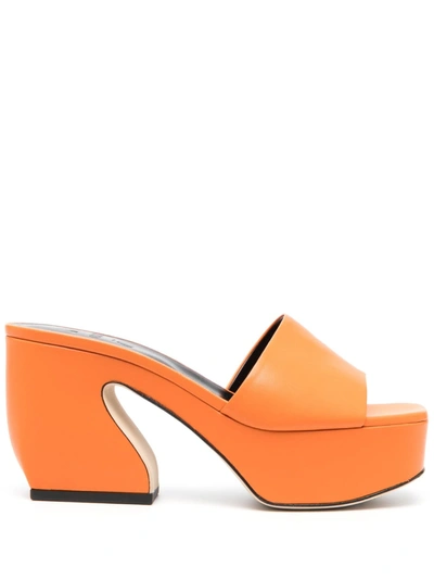 Si Rossi Sandals Leather Brown In Flash Orange
