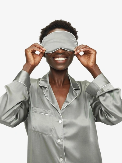 Derek Rose Eye Mask Bailey Silk Satin Green