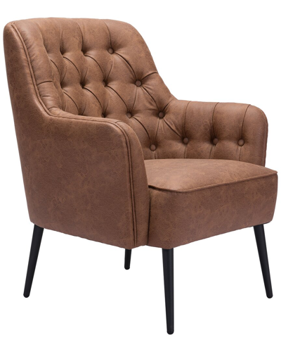 Zuo Modern Tasmania Accent Chair In Vintage-like Brown/gold