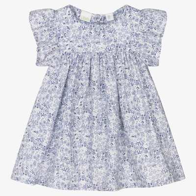 Ido Mini Baby Girls Blue Floral Cotton Dress