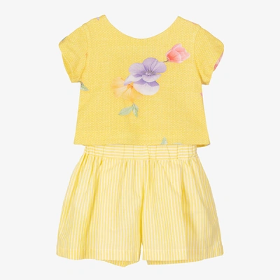 Lapin House Babies' Girls Yellow Floral Cotton Shorts Set