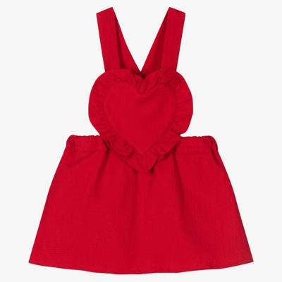 Dr Kid Babies' Girls Red Heart Pinafore Dress