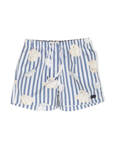 Patachou Babies' Boys Blue Stripe Sailor Bear Swim Shorts