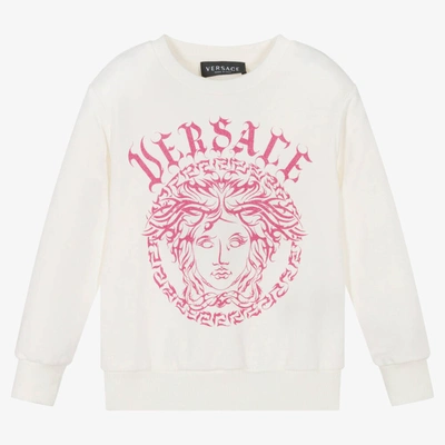 Versace Babies' Girls Ivory & Pink Medusa Sweatshirt