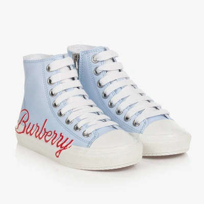 Burberry Pale Blue Canvas High-top Trainers