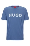 Hugo Boss Cotton-jersey Regular-fit T-shirt With Contrast Logo In Light Blue