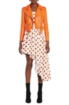Alexander Mcqueen Smooth Leather Crpd Biker Jkt In Sunset Orange