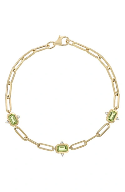Bony Levy Iris Diamond & Peridot Station Bracelet In 18k Yellow Gold