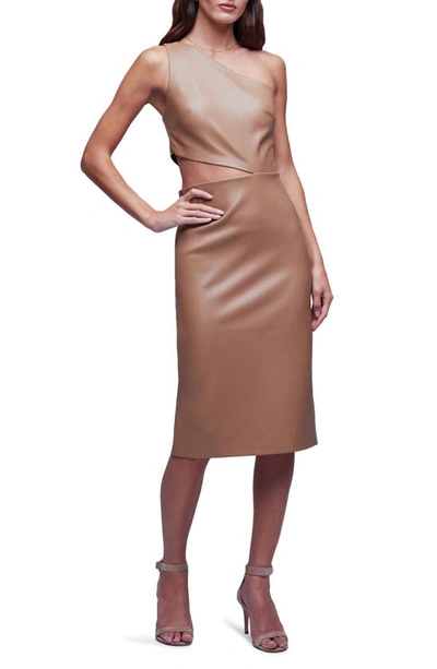 L Agence Aliyah Faux Leather Cutout Midi Dress In Dark Chanterelle