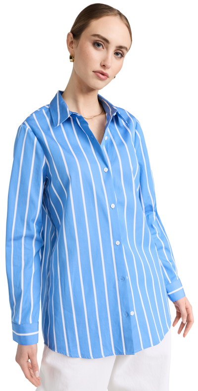 L Agence Striped Layla Button-front Tunic In Bright Blue/white Stripe