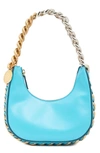 Stella Mccartney Two-tone Chain Faux-leather Shoulder Bag In Aqua Blue